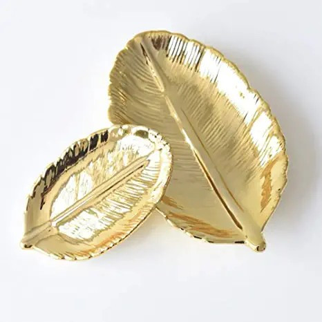 Lemonadeus Large Golden Electroplating Ceramic Leaf Jewelry Trays Storage Plate Rings/Keys/Trinke... | Amazon (US)
