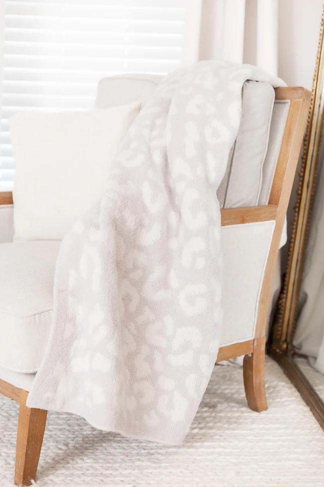 Make Me Believe Light Grey Leopard Print Blanket | Pink Lily