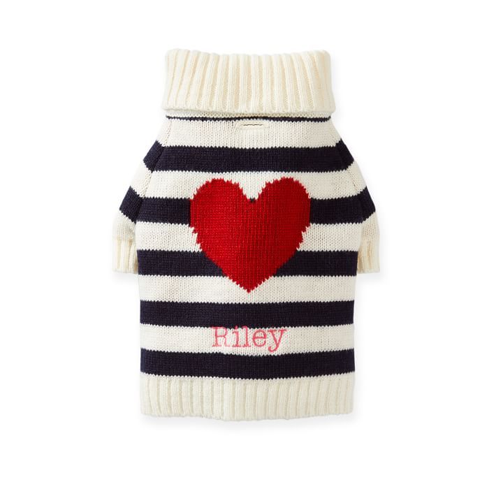 Knit Dog Sweater, Stripe Heart, Large | Mark and Graham