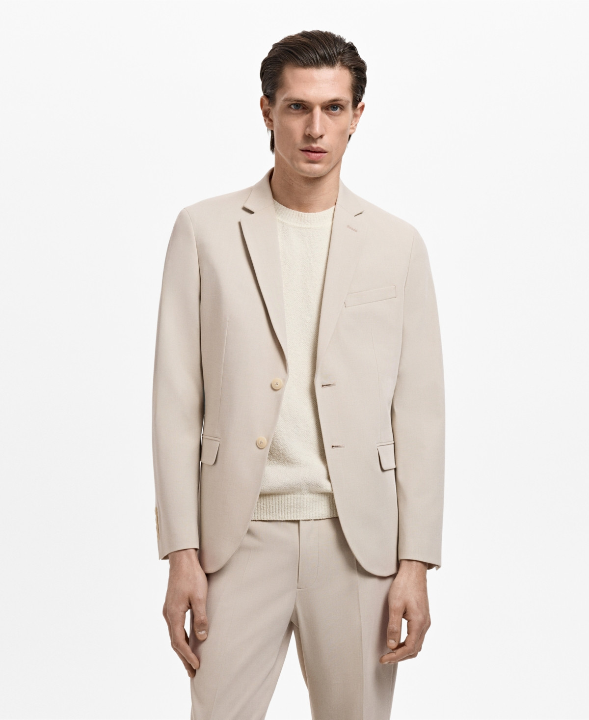 Mango Men's Stretch Fabric Super Slim-Fit Suit Jacket - Beige | Macy's