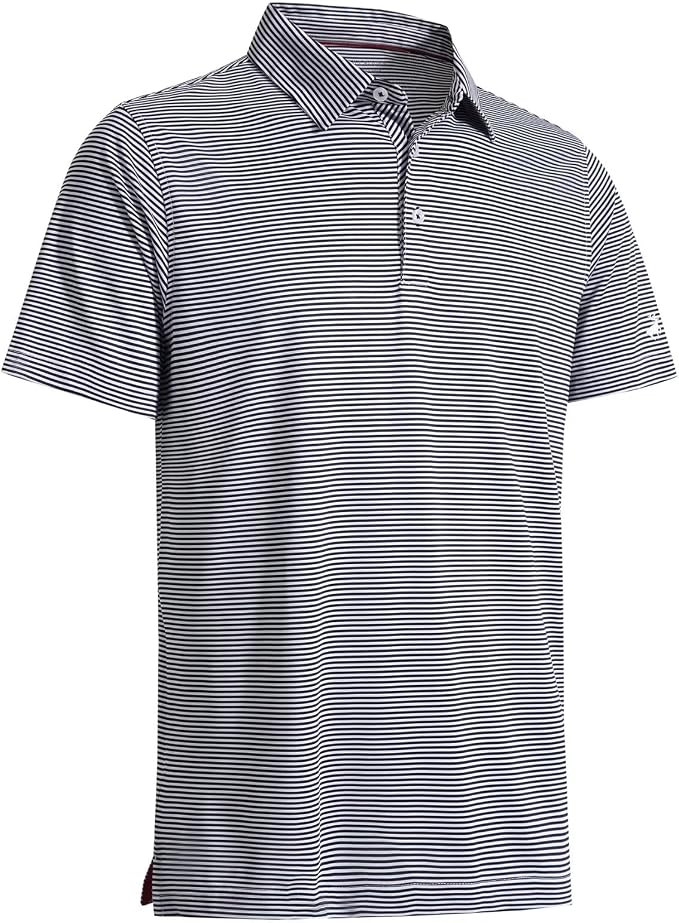 Men's Golf Polo Shirts Short Sleeve Striped Performance Moisture Wicking Dry Fit Golf Shirts for ... | Amazon (US)