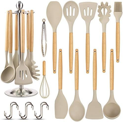 Silicone Kitchen Cooking Utensil Set, EAGMAK 16PCS Kitchen Utensils Spatula Set with Stainless St... | Amazon (US)