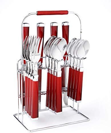 Cambridge Silversmiths Temptation Red 16-Piece Flatware Set Rack | Amazon (US)