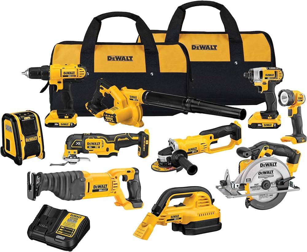DEWALT 20V MAX Power Tool Combo Kit, 10-Tool Cordless Power Tool Set with 2 Batteries and Charger... | Amazon (US)
