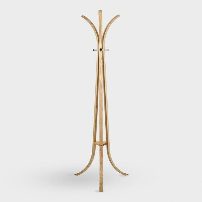 Natural Bentwood Tripod Agnes Standing Coat Rack | World Market