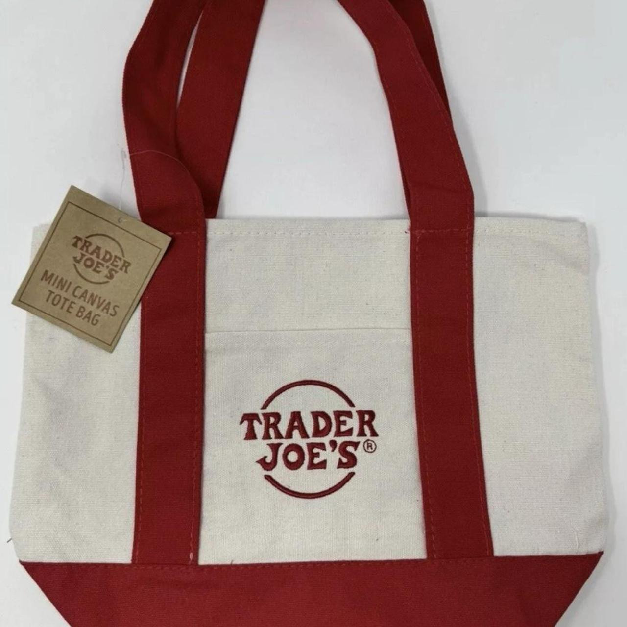 Trader Joe's Women's Tote bags - Red/Cream | Depop US