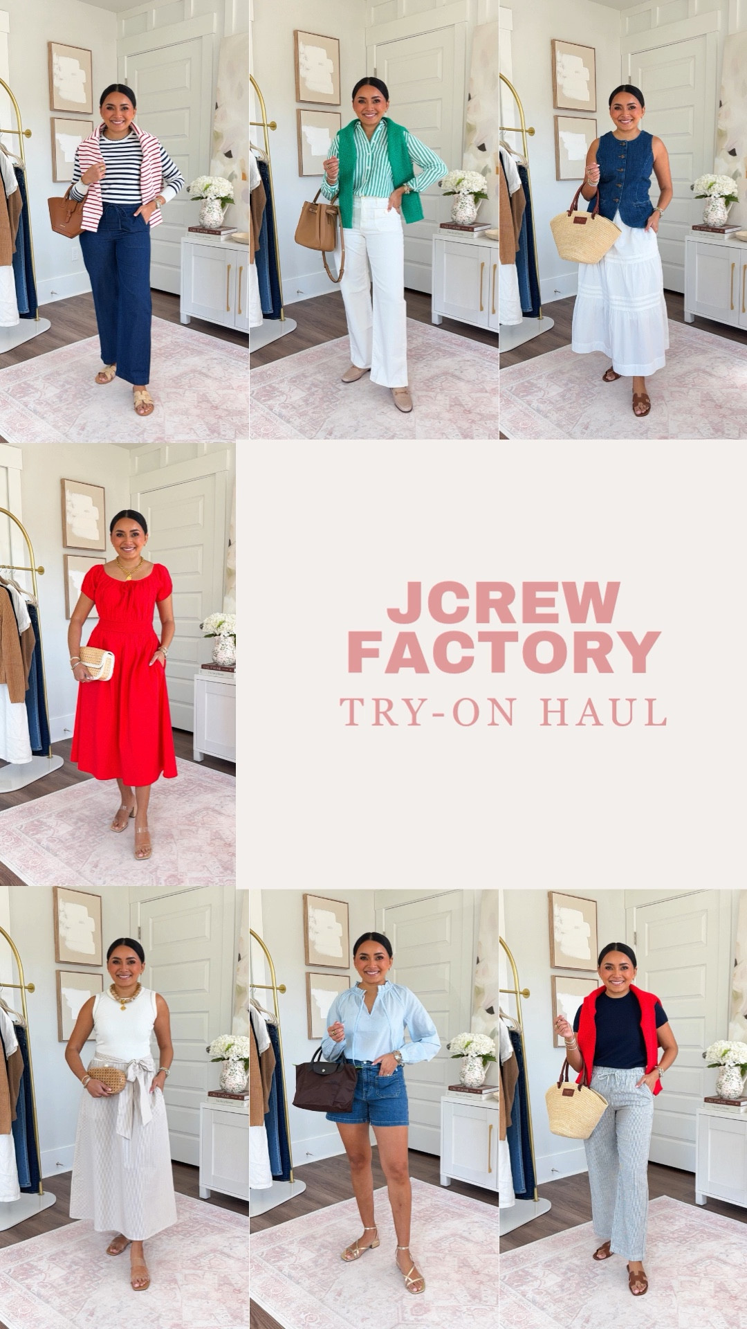 J.Crew Factory try on
For reference: I’m 5’0, petite, 32b bra size, and 2/26 in bottoms, pear shaped. *Everything I share is unaltered! TTS means true to size. Between size 5–6.5 in shoes

Denim vest 00 TTS
White cotton skirt XS TTS
Brown sandals are hermes - similar linked!

Red Orange Smocked midi dress XXS TTS
Clear heels size 5.5 TTS

Stripe red stripe sweatshirt graphic XS TTS - sized up for a roomy fit
Denim Navy drawstring pants 2 petite - snug in the waist, I recommend sizing up a size
Stripe navy scallop neck sweater xxs TTS
Sandals size 5.5 TTS

Green stripe button up XS peite TTS
Green cardigan XXS TTS
White denim jeans size 26 petite TTS
Loafers size 5 TTS

Sea blue long sleeve tieneck  top XXS TTS
Sailor denim shorts size 26 TTS
Gold sandals size 5.5 TTS

Navy cashmere tee size xs TTS
Black and white stripeLinen stripe pant petite size 2 petite TTS
Red stitched cardigan XS TTS
Brown sandals are hermes - similar linked!

Tan Khaki Tie waist midi dress XXS TTS
Clear sandals size 5.5 TTS 


#LTKgrwm #LTKPetite #LTKootd