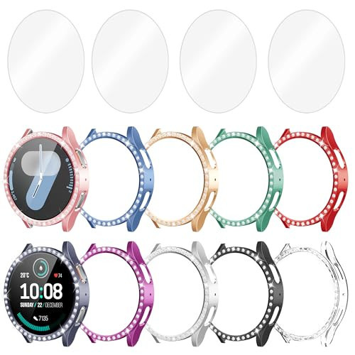 Bougraite 10+4 Pack Bling Case for Samsung Galaxy Watch 7 40mm with Tempered Glass Screen Protector, Glitter Diamond Hard PC Scratch Resistant Protective Cover Compatible with Galaxy Watch 7 40mm | Amazon (US)