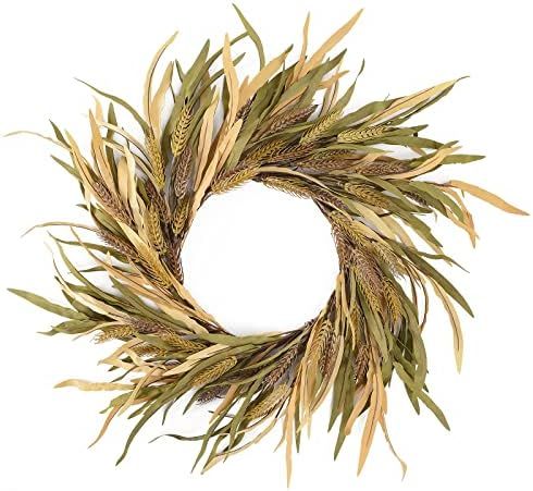 YNYLCHMX Fall Wheat Wreath 18” Autumn Wreath for Front Door Outside Thanksgiving Fall Front Doo... | Amazon (US)
