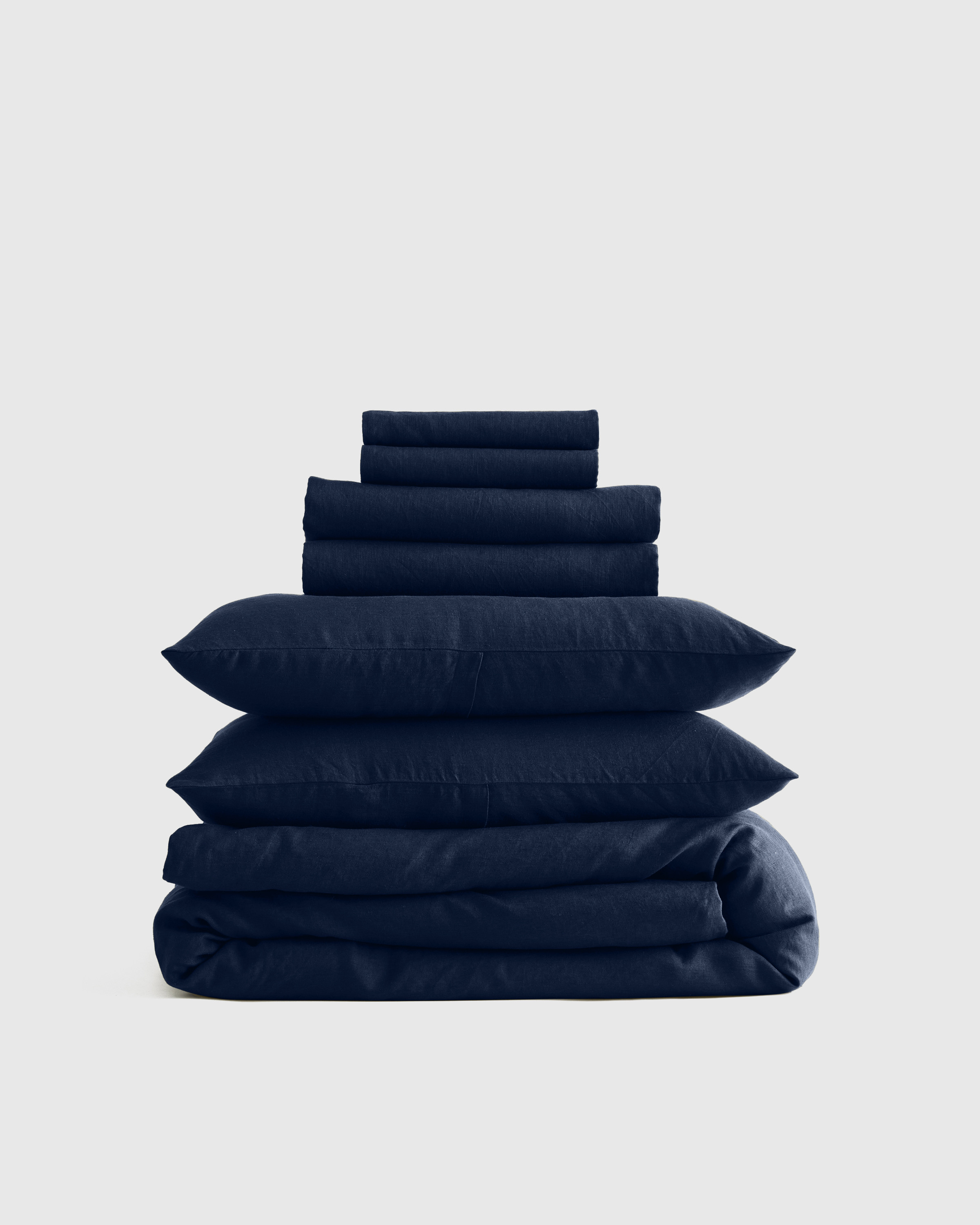 Quince | European Linen Deluxe Bedding Bundle in Navy, Size King | Quince