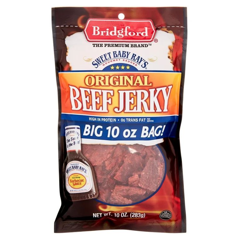 Bridgford 100% Beef Sweet Baby Ray's Original Beef Jerky 10oz Resealable Bag | Walmart (US)