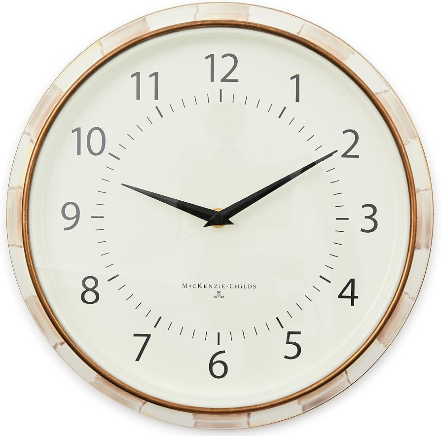 MACKENZIE-CHILDS Wall Clock, Decorative Enamel Clock for Kitchen and Living Room, Brown-and-White... | Amazon (US)