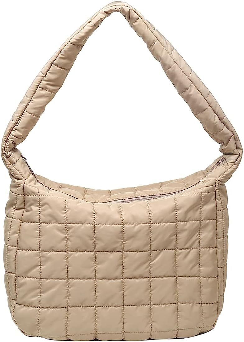 Quilted Tote Bags for Women Lightweight Quilted Padding Shoulder Bag Down Cotton Padded Large Tote B | Amazon (US)