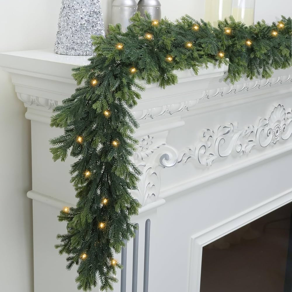 6 FT Pre Lit Cedar Garland - Mantle Garland Used to Home Deco and Artificial Pine Cypress Garland... | Amazon (US)