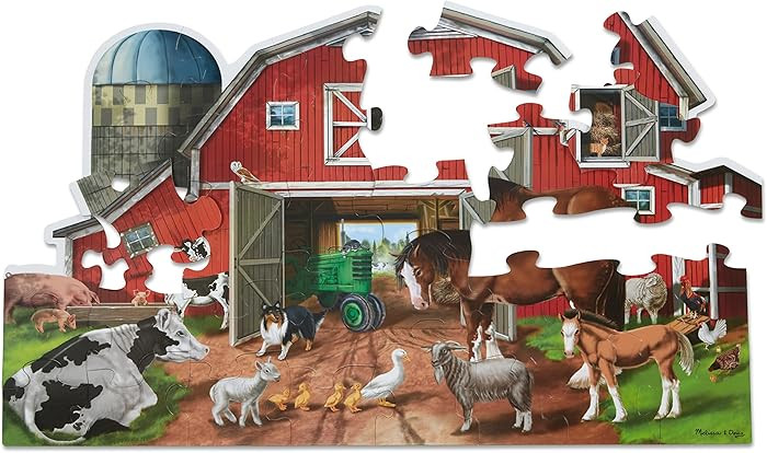 Melissa & Doug Busy Barn Shaped Jumbo Jigsaw Floor Puzzle (32 pcs, 2 x 3 feet) - FSC Certified | Amazon (US)