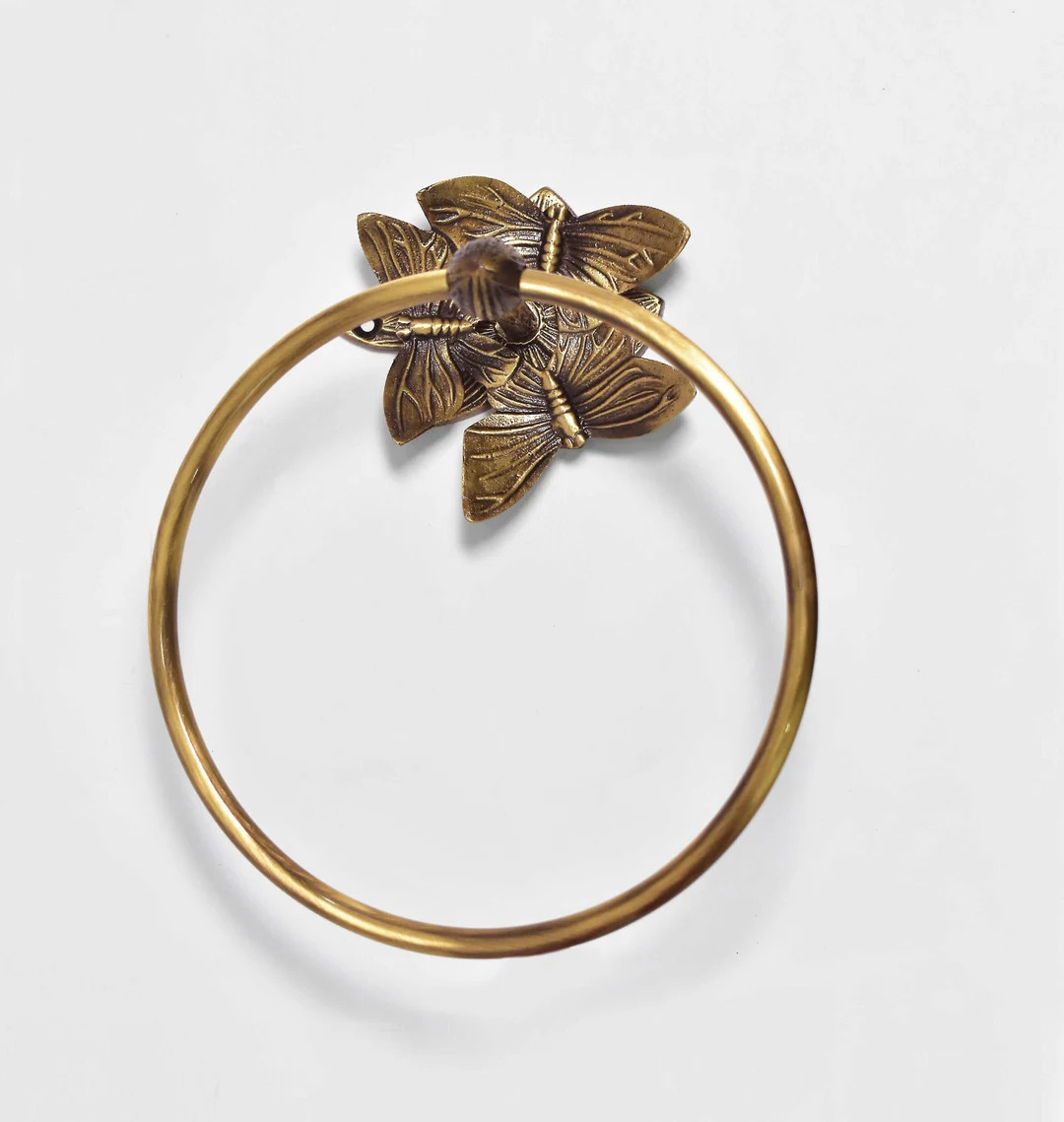 Brass Antique Butterfly Towel Ring / Made of Solid Brass & Handcrafted / Luxury Bathroom Accessor... | Etsy (US)