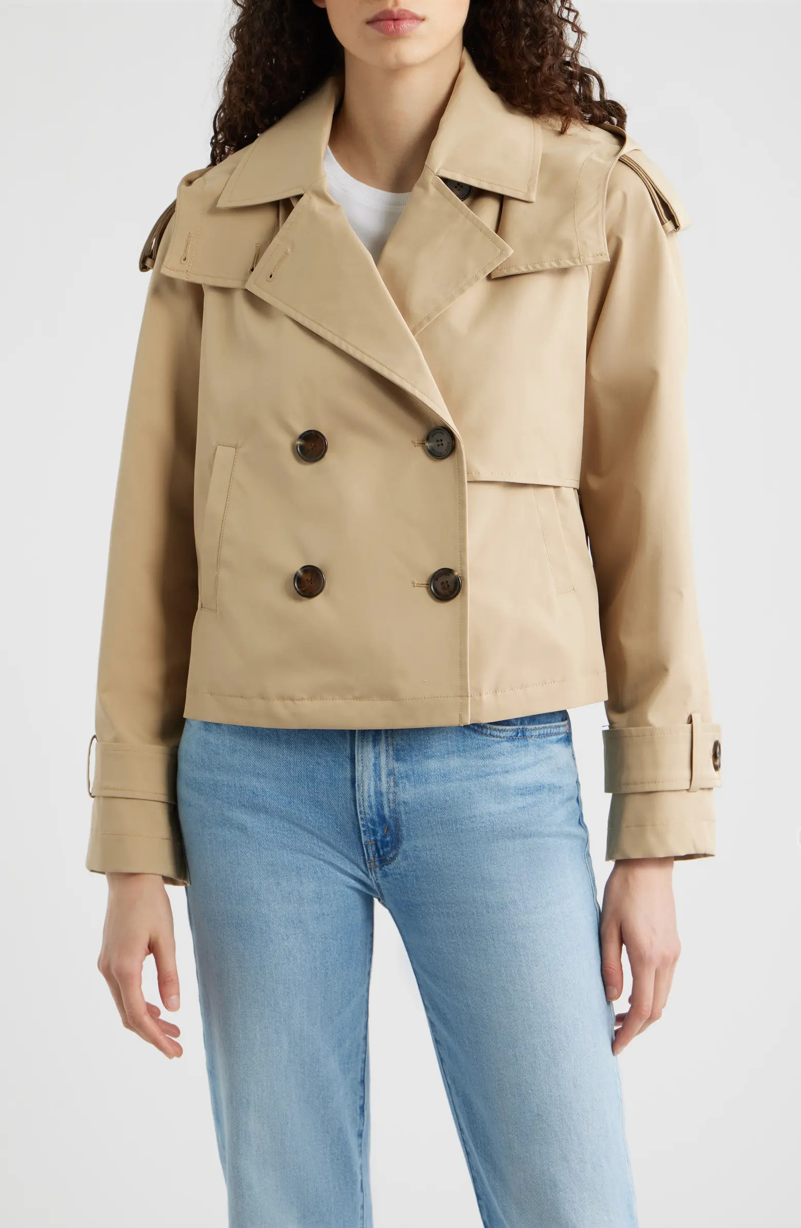 Crop Trench Coat with Removable Hood | Nordstrom