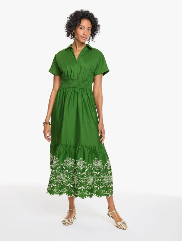 Eyelet Poplin Smocked Dress | Talbots
