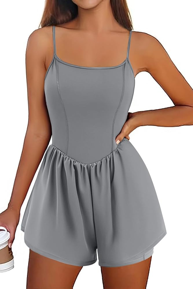Ekouaer Womens Summer Sleeveless Workout Rompers Athletic Jumpsuit Double Lined Shorts One Piece ... | Amazon (US)
