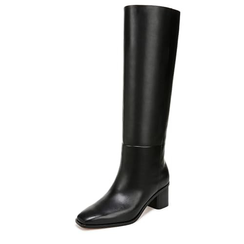 Vince Womens Gerrie Knee High Block Heel Boot Knee High Boot Black Leather 7.5 M | Amazon (US)