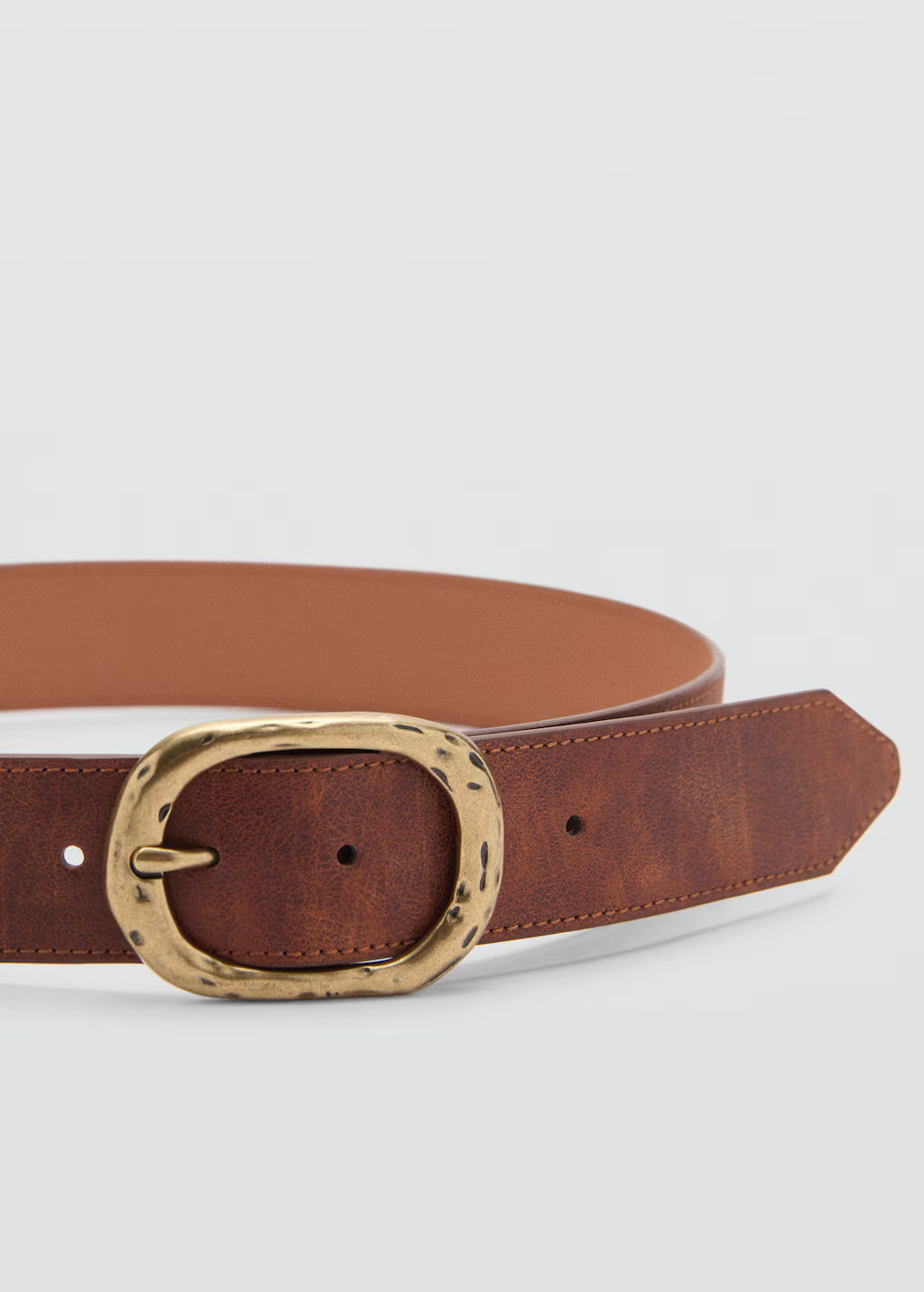 Textured belt with buckle brown - Woman - S - MANGO | MANGO (UK)