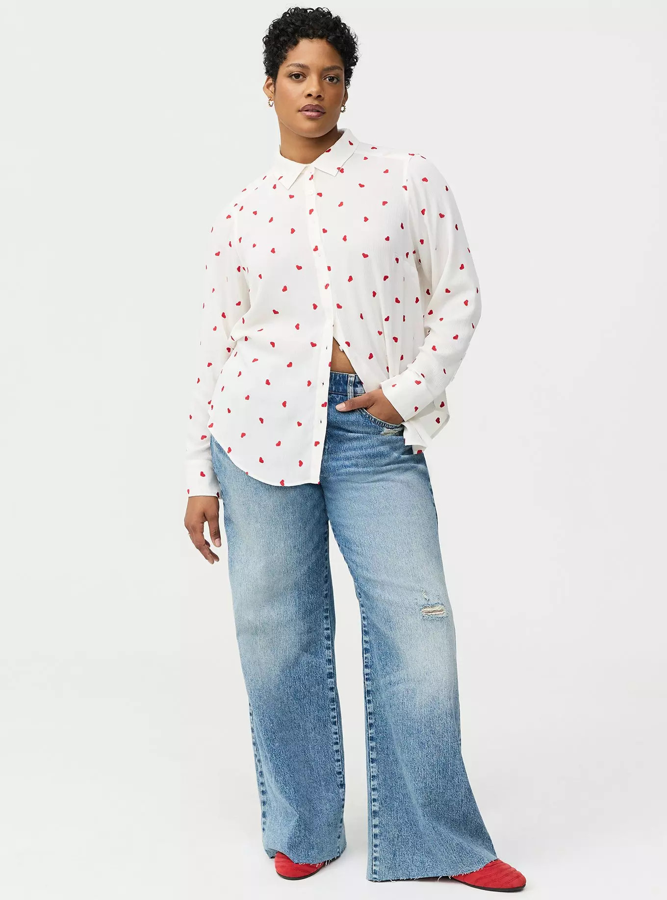 Lizzie Embroiderd Button-Up Shirt | Torrid (US & Canada)