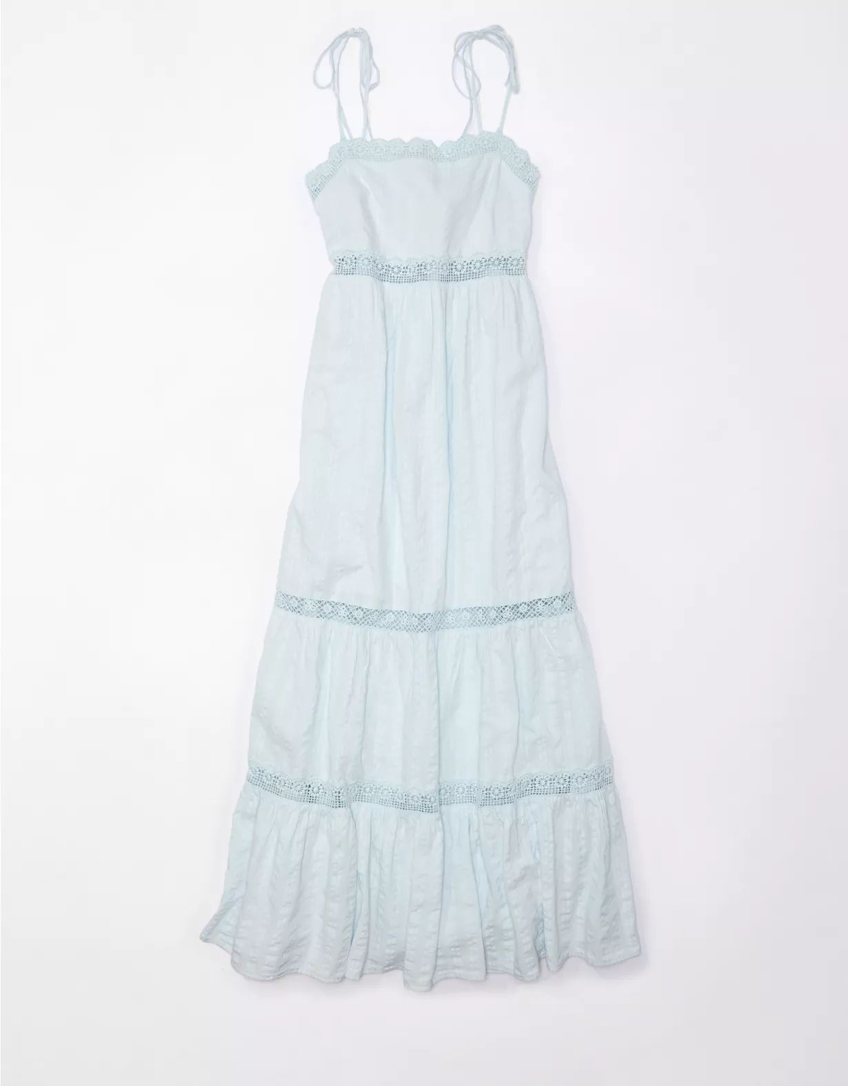 AE Tie Strap Tiered Midi Dress | American Eagle Outfitters (US & CA)