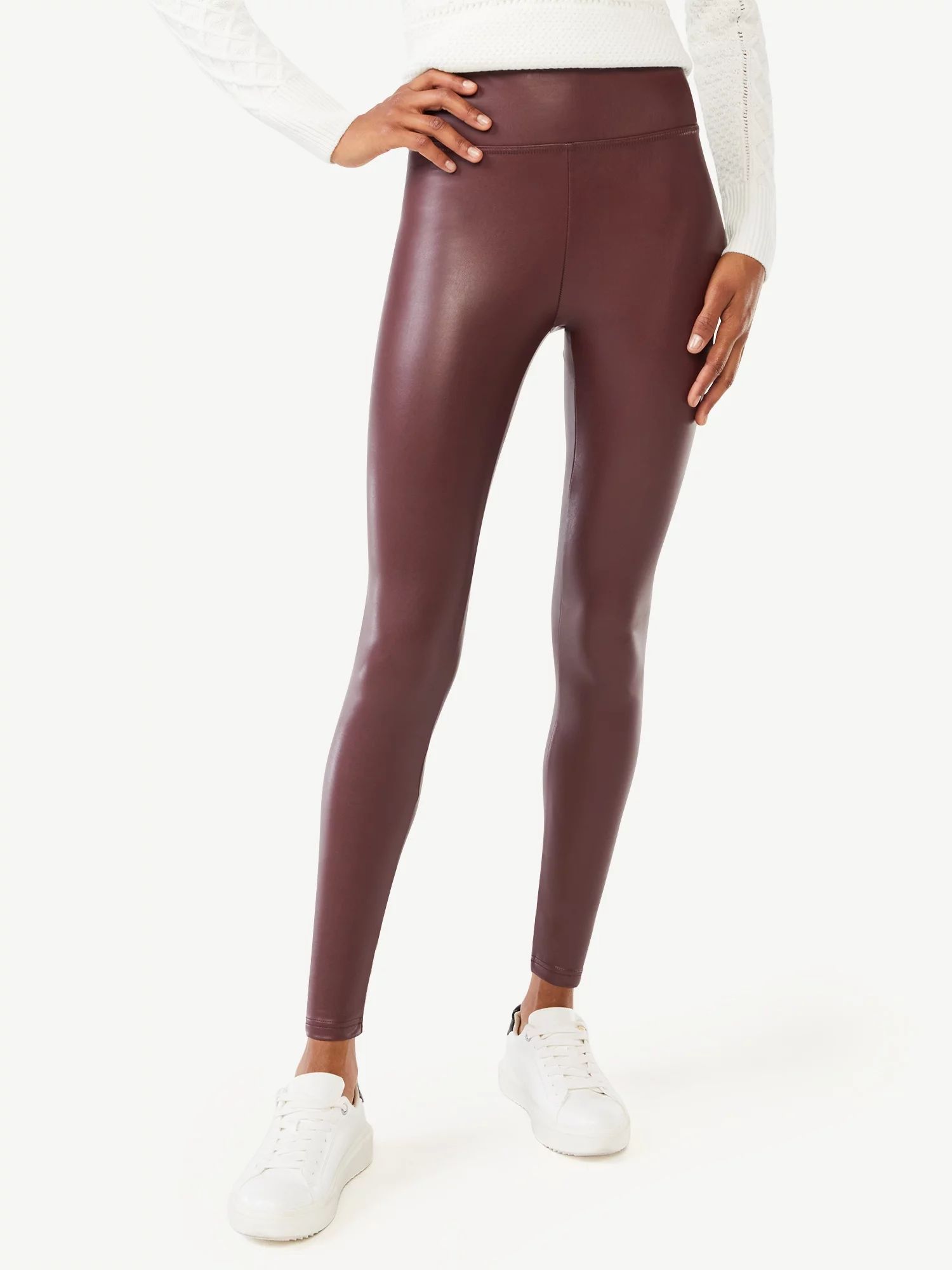 Scoop Women's Faux Leather Stretch Leggings - Walmart.com | Walmart (US)