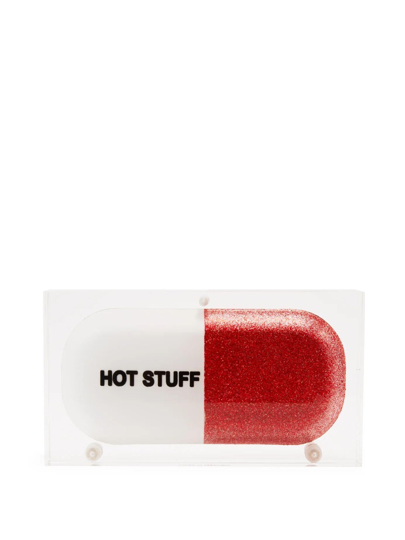 Hot Stuff Pill glitter Perspex clutch | Matches (US)