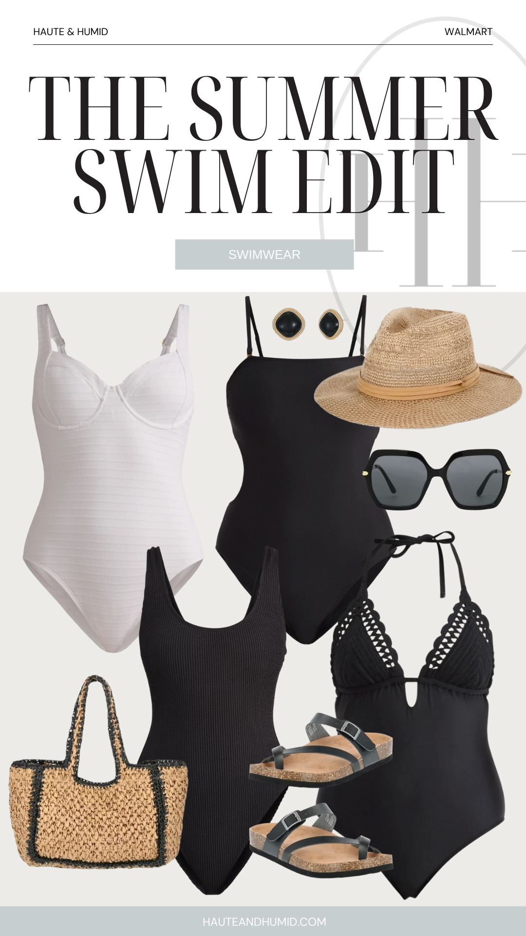 Walmart swim edit. There is nothing better than a black swimsuit and oversized straw tote for summer. 

#LTKFindsUnder50 #LTKStyleTip #LTKSwim