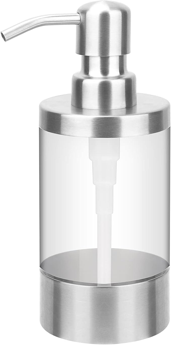 Soap Dispenser Stainless Steel Hand Liquid Soap Clear Acrylic Bottle Washing Up Liquid Dispenser ... | Amazon (UK)
