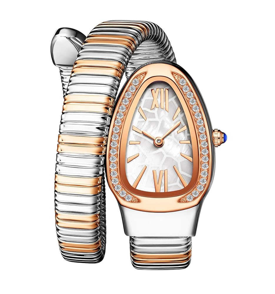 Gosasa Stylish Women's Snake Shape Bangle Watch Unique Design Snake Coil Elegant Dress Diamond Br... | Amazon (US)