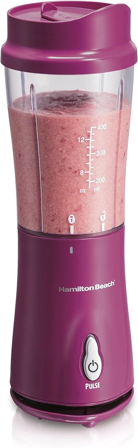Hamilton Beach Personal Blender for Shakes and Smoothies with 14 Oz Travel Cup and Lid, Raspberry... | Amazon (US)