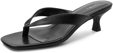 FITORY Women's Sexy Kitten Heel Flip Flops,Square Open Toe Low Heel Sandals, Slip on Comfortable ... | Amazon (US)