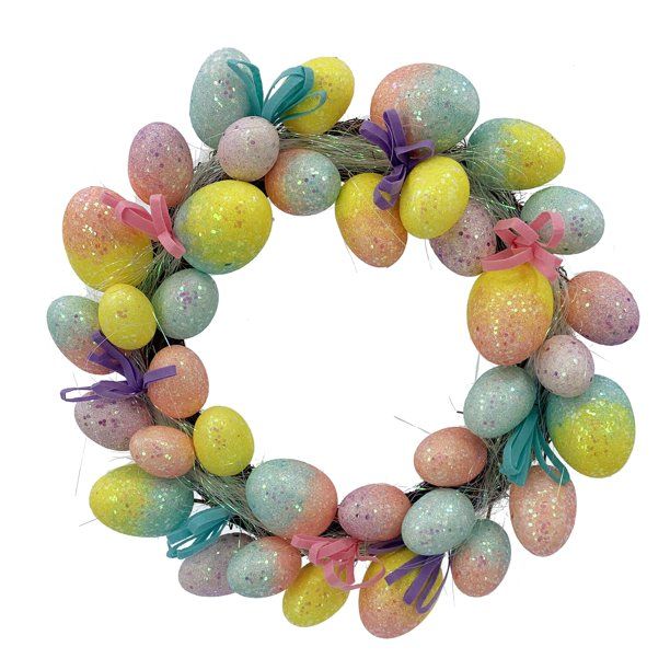 Way To Celebrate Easter Polystyrene Bright Ombre Glittered Egg Wreath 19" Decoration - Walmart.co... | Walmart (US)