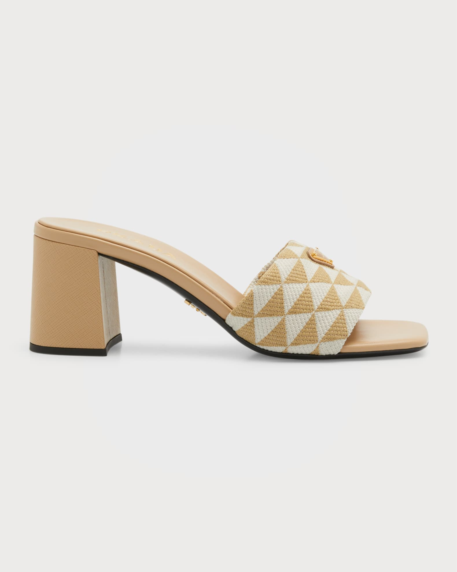 Prada Triangolo Jacquard Flat Slide Sandals | Neiman Marcus