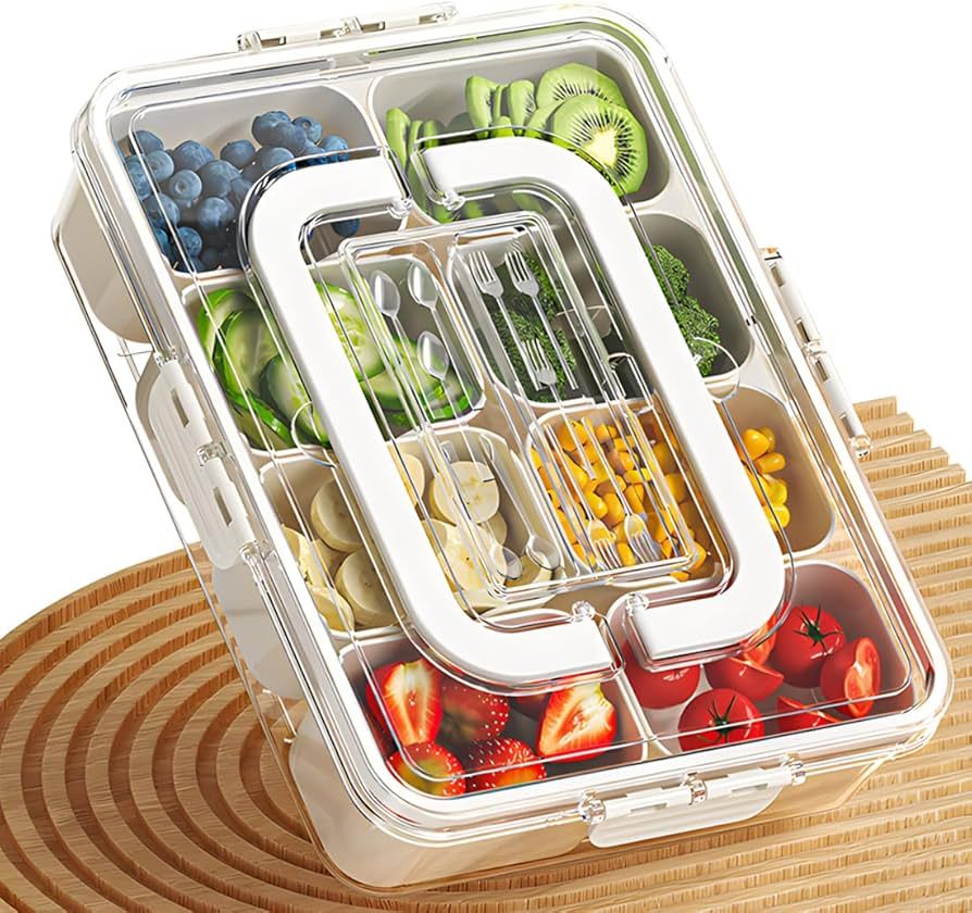 Snackle Box Container,Portable Snackle Box Charcuterie Container,Upgraded Divided Serving Tray Wi... | Amazon (US)