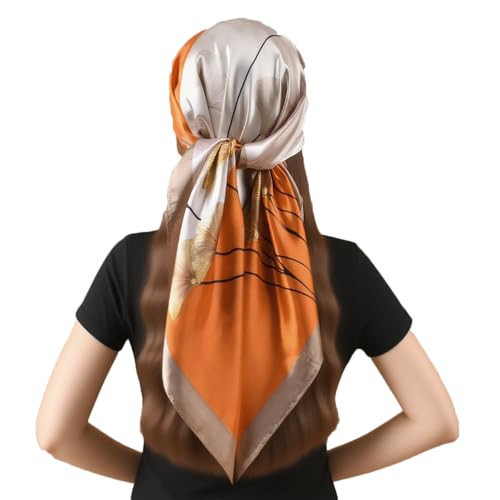 QBSM 35'' Satin Large Square Head Scarf Silk Feeling Neck Scarves Hair Sleeping Wrap Lightweight Headscarf for Women | Amazon (US)