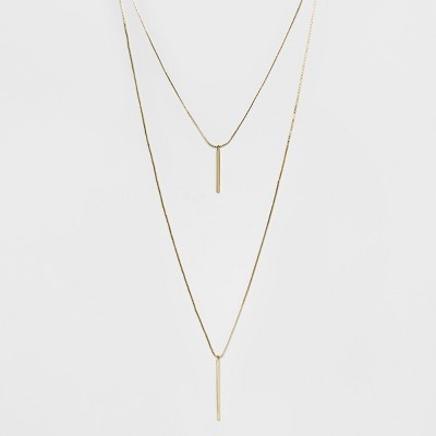 Short and Long Layered Pendant Necklace - A New Day™ Gold | Target