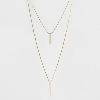 Short and Long Layered Pendant Necklace - A New Day™ Gold | Target