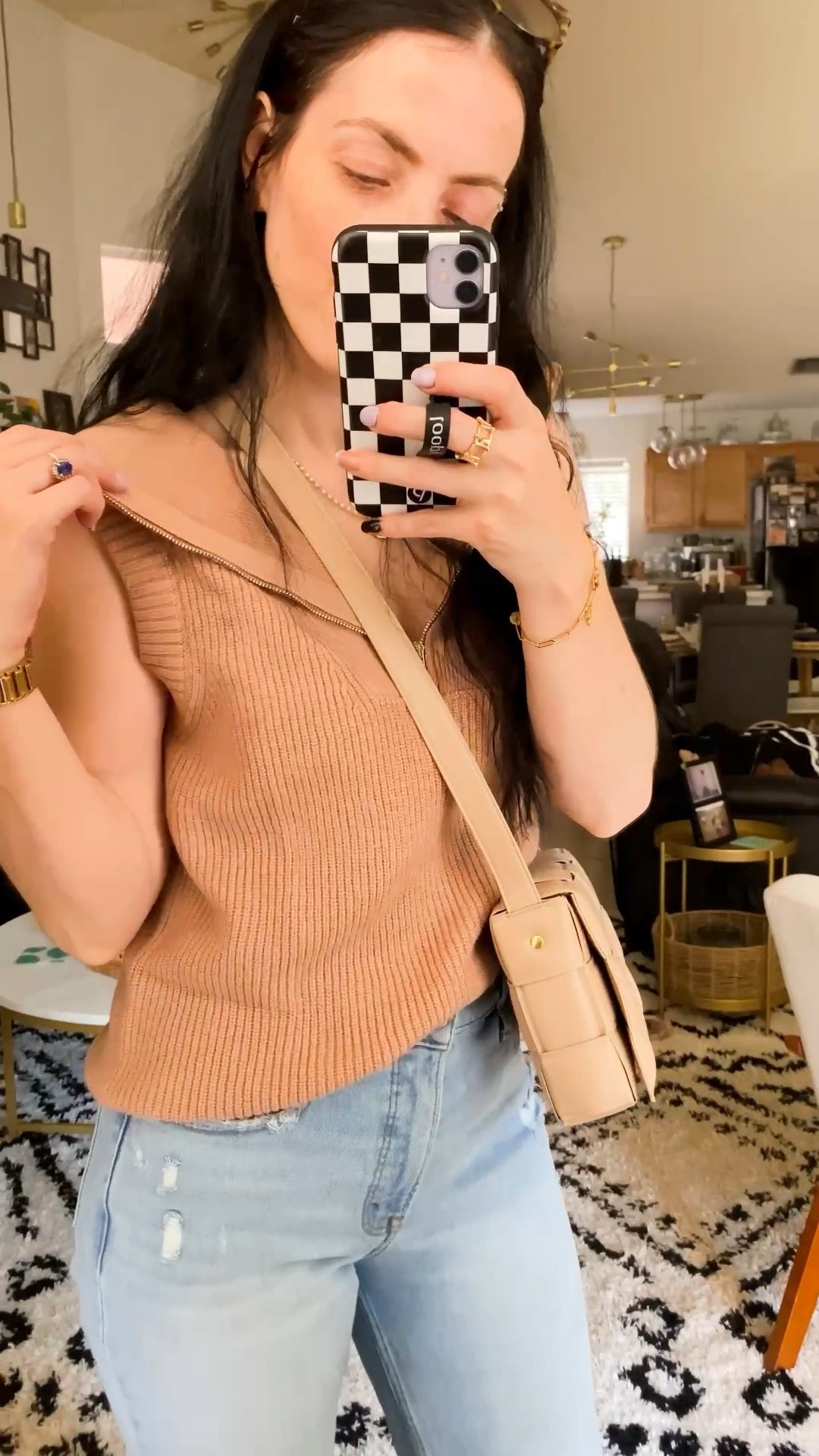 Simple pull over vest for this Fall season! Loving this navy collar with the half zip, truly gives this sweater some flair. Soft and comfortable, Fits tts: wearing size small  
Accessories are also good quality. 

#LTKFind #LTKSale #LTKstyletip