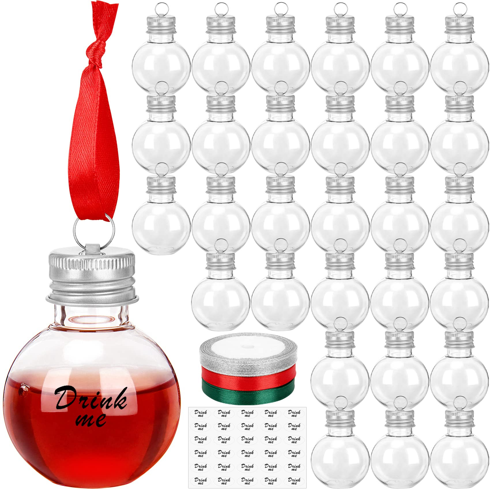 30 Pieces Christmas Booze Balls, Christmas Tree Hanging Ornaments Clear Plastic Fillable Bulbs Pe... | Amazon (US)