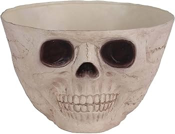 Seasons USA Skull Candy 9.5" Snack Bowl Sturdy Plastic Skeleton Halloween Decor Tableware | Amazon (US)