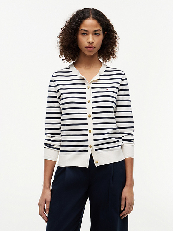 Fine Knit Jersey Crew Neck Cardigan | Multi | Tommy Hilfiger | Tommy Hilfiger UK
