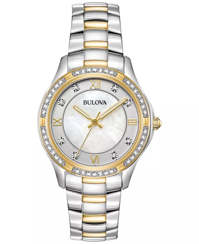 Bulova Women's Embellished Two-Tone Stainless Steel Bracelet Watch 32mm & Reviews - All Watches -... | Macys (US)