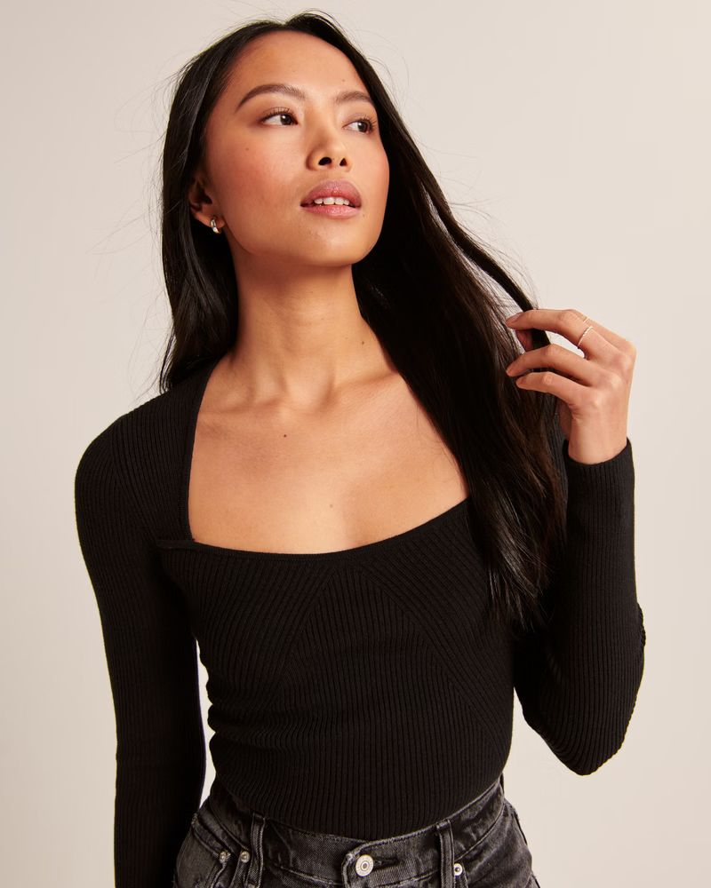 Women's Slim Long-Sleeve Portrait Neck Top | Women's Tops | Abercrombie.com | Abercrombie & Fitch (US)