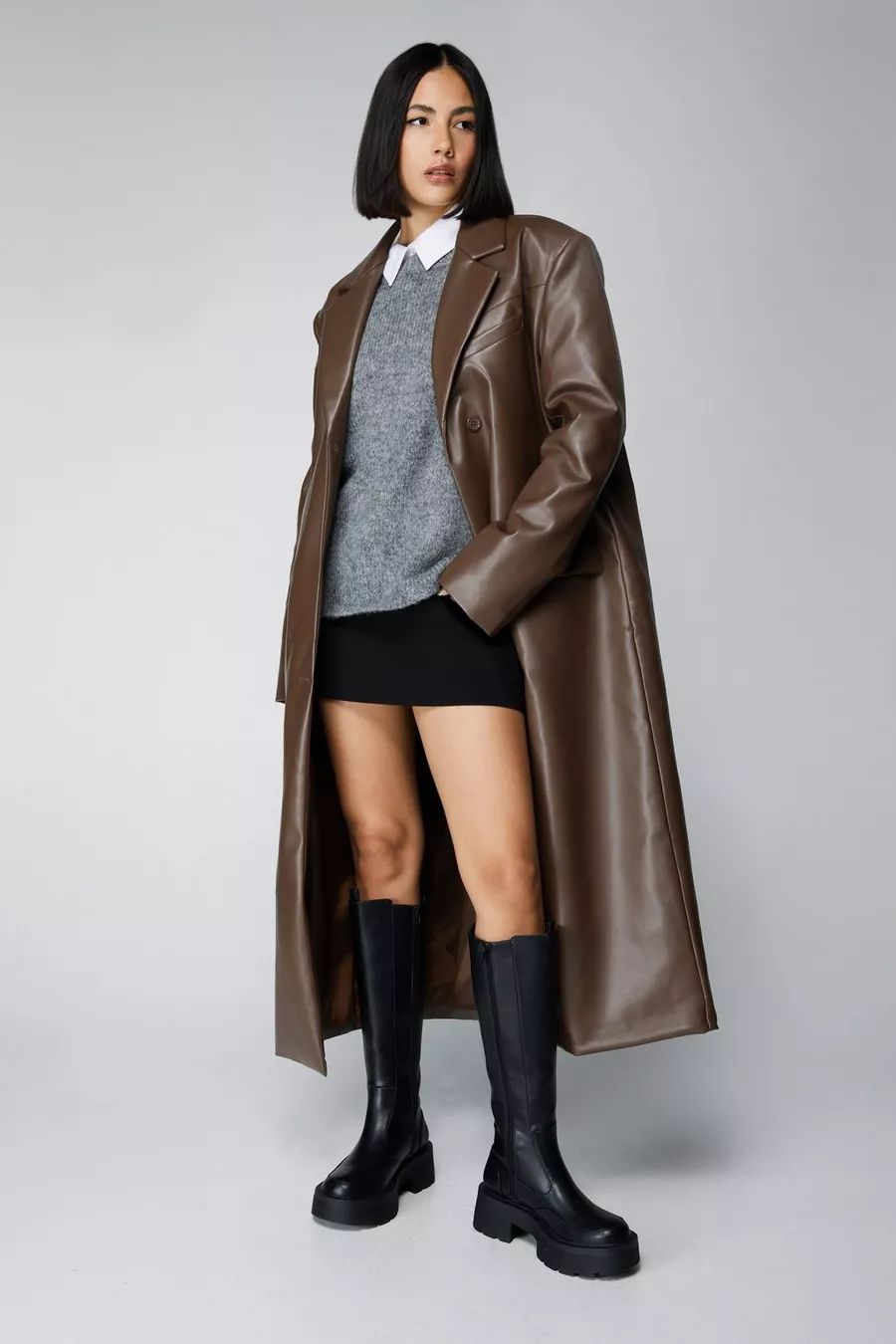 Faux Leather Duster Coat | Nasty Gal US