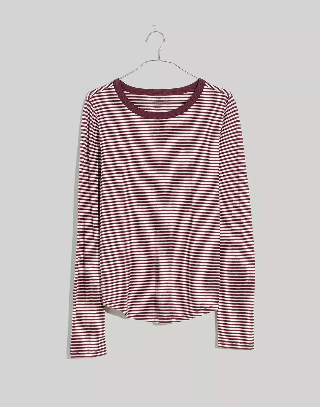 Whisper Cotton Crewneck Long-Sleeve in Yoshi Stripe | Madewell