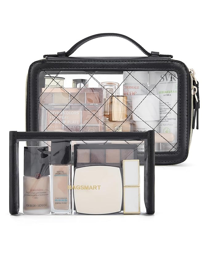 BAGSMART Clear Makeup Bag Set, TSA Approved Toiletry Bag, Clear Travel Bags for toiletries, Cosme... | Amazon (US)