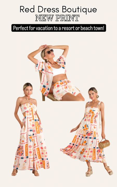 New fruity floral print for summer! Great for a tropical vacation, Mexico, the beach, etc. Matching shirt and shorts, halter top cutout dress, flowy midi maxi dress. Citrus print.

#LTKfindsunder100 #LTKtravel #LTKSeasonal